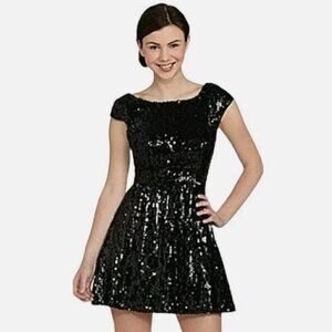 Black Sequin B. Darlin Junior Flare Dress